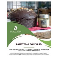 photo A' Ricchigia - Homemade Panettone Covered with Chocolate and Grains Almonds (750gr) with Glass of Al 3